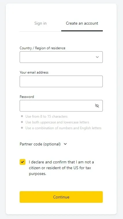 Exness Signup - Create an account